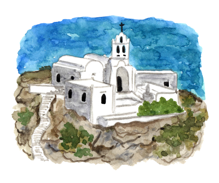 Watercolor of a greek church