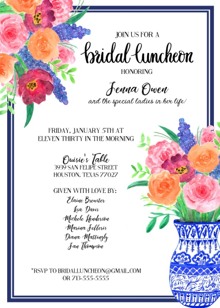 floral themed luncheon invite