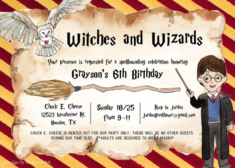 harry potter themed birthday invite