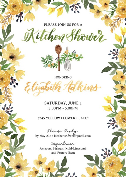 yellow flower themed invitation