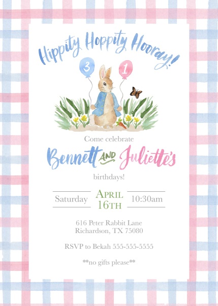 easter themed birthday party invitation