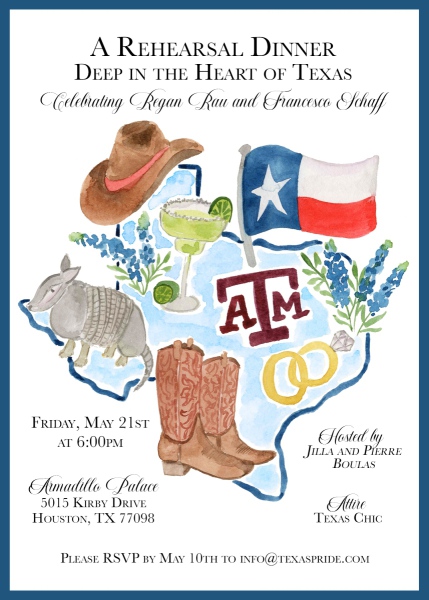 Texas themed invitation