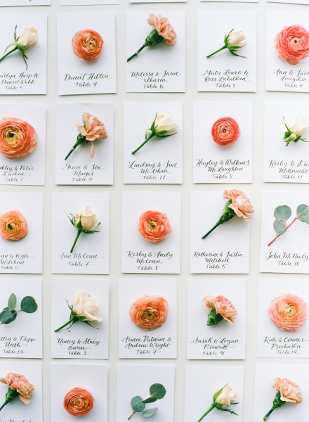 floral cards with table numbers
