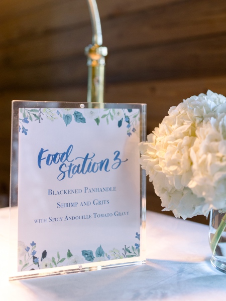 Wedding food station card