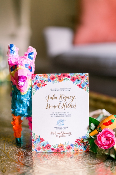 pinata themed wedding invitation