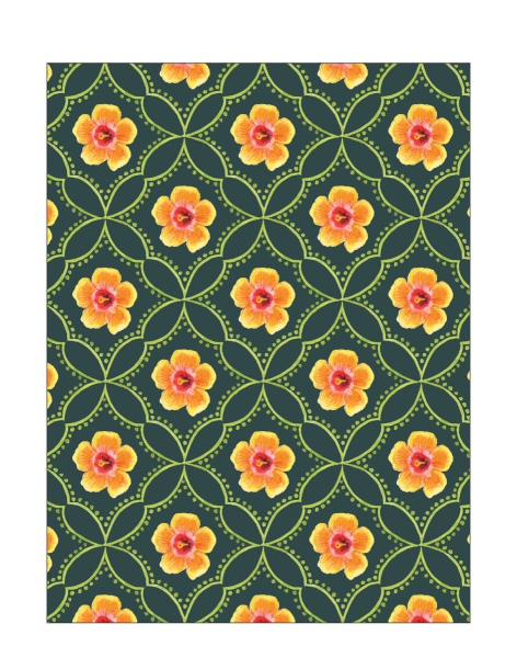 yellow and orange flowers on a green background